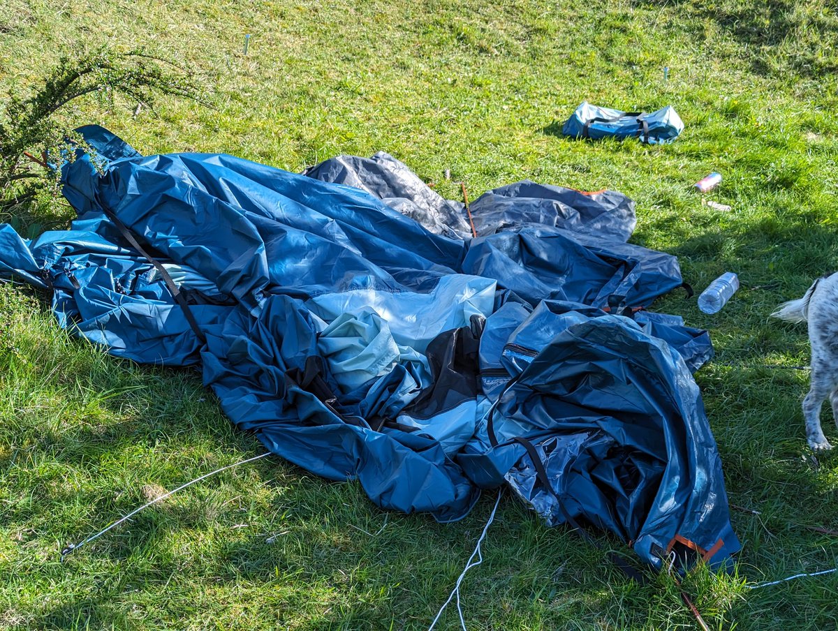 Not only did someone decide to camp on Selsley Common over the weekend. They must have left in a hurry as they opted to leave the tent and debris behind. I hate humanity sometimes! 🤬#Stroud