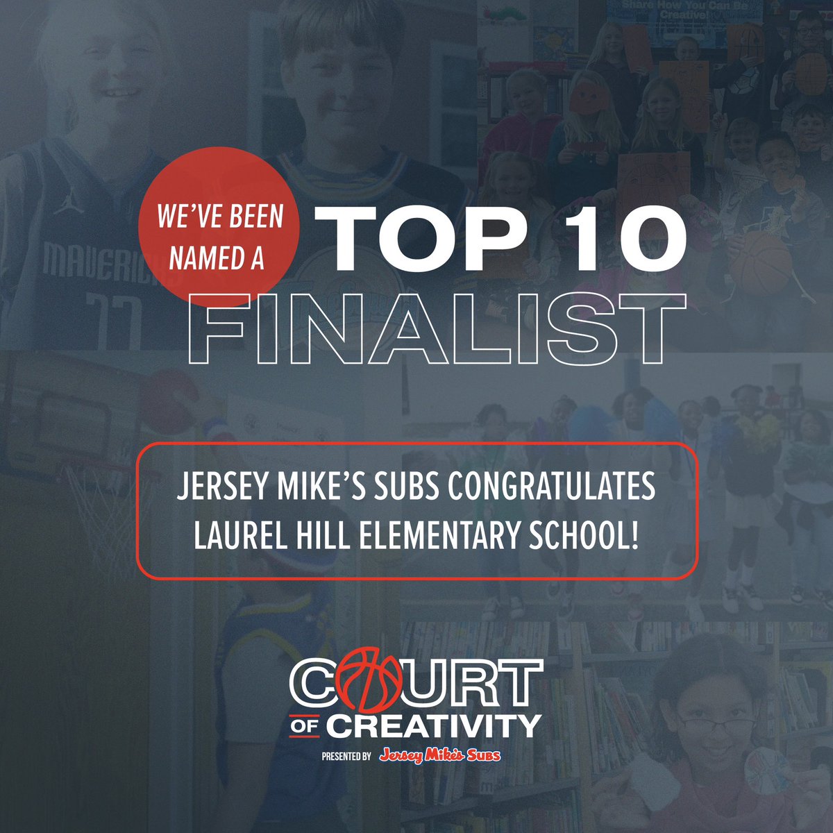 mrsbradenPE's tweet photo. We are so excited to announce LHES has been named a top 10 finalist for the @jerseymikes Court of Creativity! 🤗
.
We could not be more proud of how all our students came together to create our version of the @Globies One Take video! 🏀
.
.
#physed #pe #courtofcreativitycontest https://t.co/Jll55lKp3a