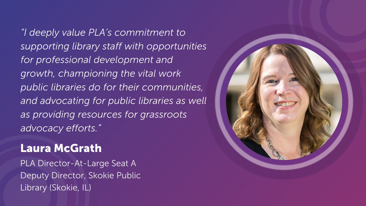 Welcome to the PLA Board, Laura! Learn more about how Laura McGrath, the deputy director of @skokielibrary, is expanding her grassroots advocacy efforts in her new role as PLA Director-At-Large, Seat A: ala.org/pla/about/peop…