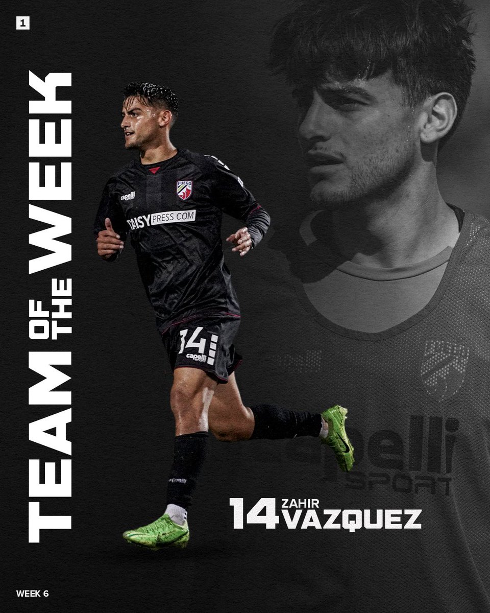 Round of applause for Zahir Vazquez for making @USLLeagueOne Team of the Week in Week 6🔥 #SomosFuego