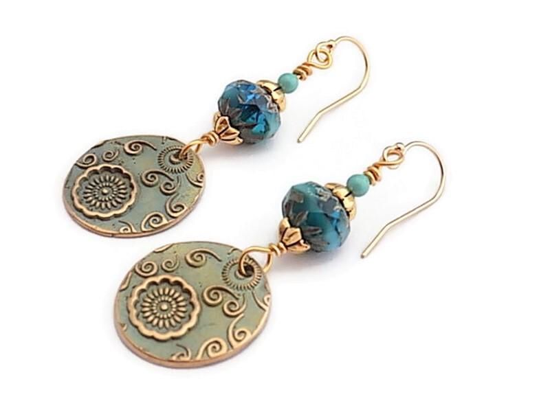 Handmade Patina #Copper #Bronze #Earrings with Czech and Swarovski Crystals bit.ly/3LKoydf #cctag @Victorian_ST