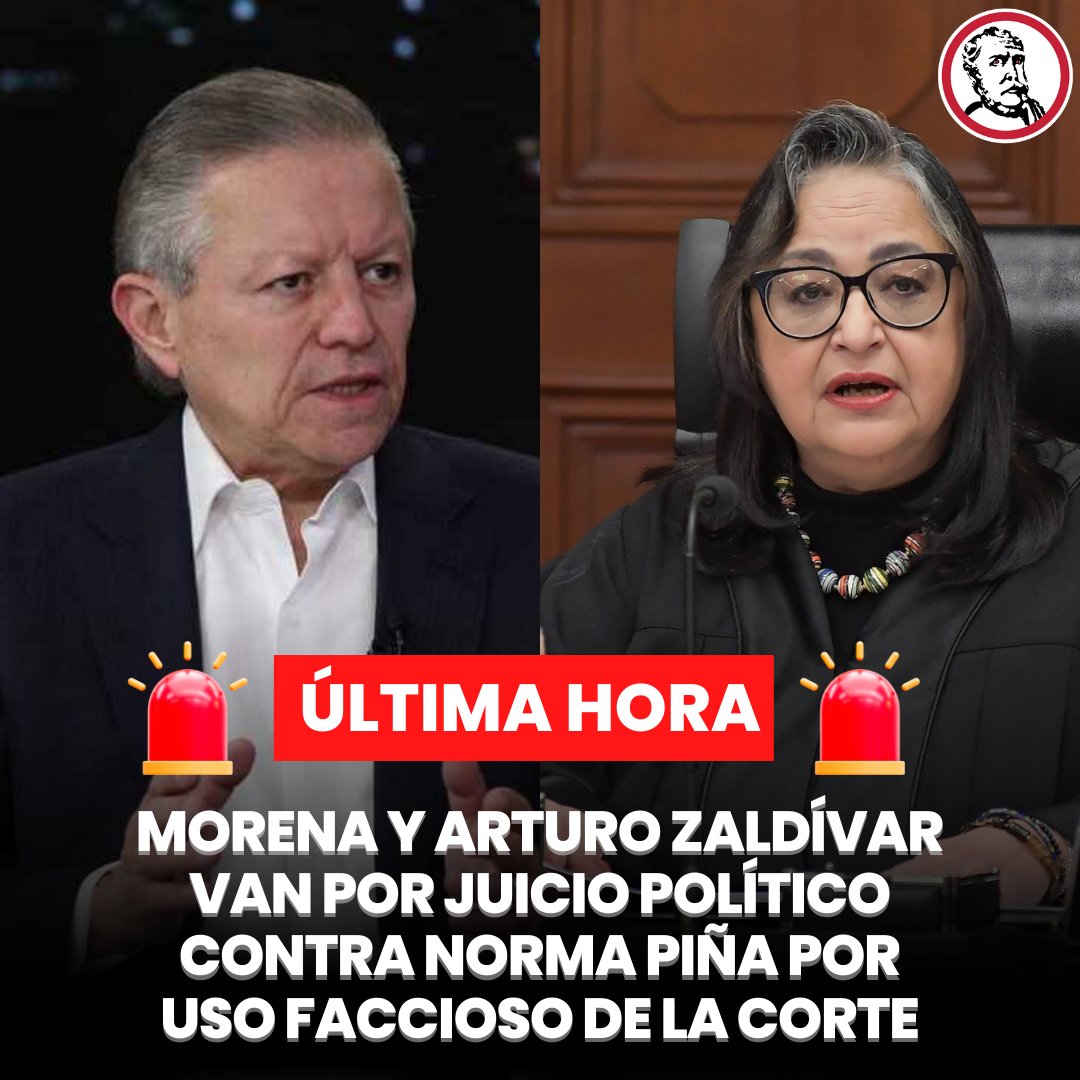 🚨#ÚLTIMAHORA Morena y el exministro @ArturoZaldivarL buscarán juicio político en contra de Norma Piña, Ministra Presidenta de la Suprema Corte de Justicia de la Nación (@SCJN) por el uso faccioso de la Corte. En conferencia de prensa, Arturo Zaldívar, acompañado del equipo de…