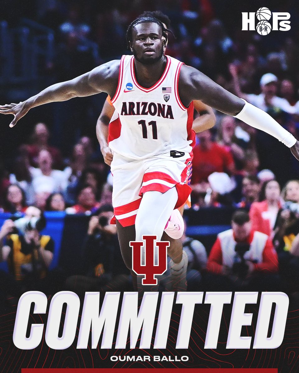 Arizona transfer Oumar Ballo commits to Indiana. The 7 foot big man averaged 12.9 PTS on 65.8 FG% and 10.1 REB this season.