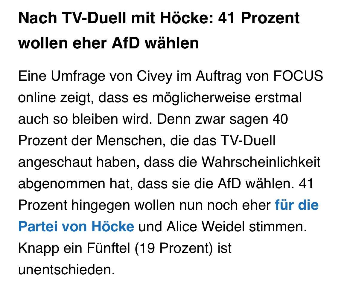 Ich könnte schreien: Während Nazis die Häuser von demokratischen Politikern in Thüringen anzünden, redet @mariovoigt mit ihrem Führer über Mettbrötchen. Und nach dem „Duell“ wollen 41 Prozent jetzt NOCH EHER AfD wählen. Danke für nichts, CDU. Danke für NICHTS.