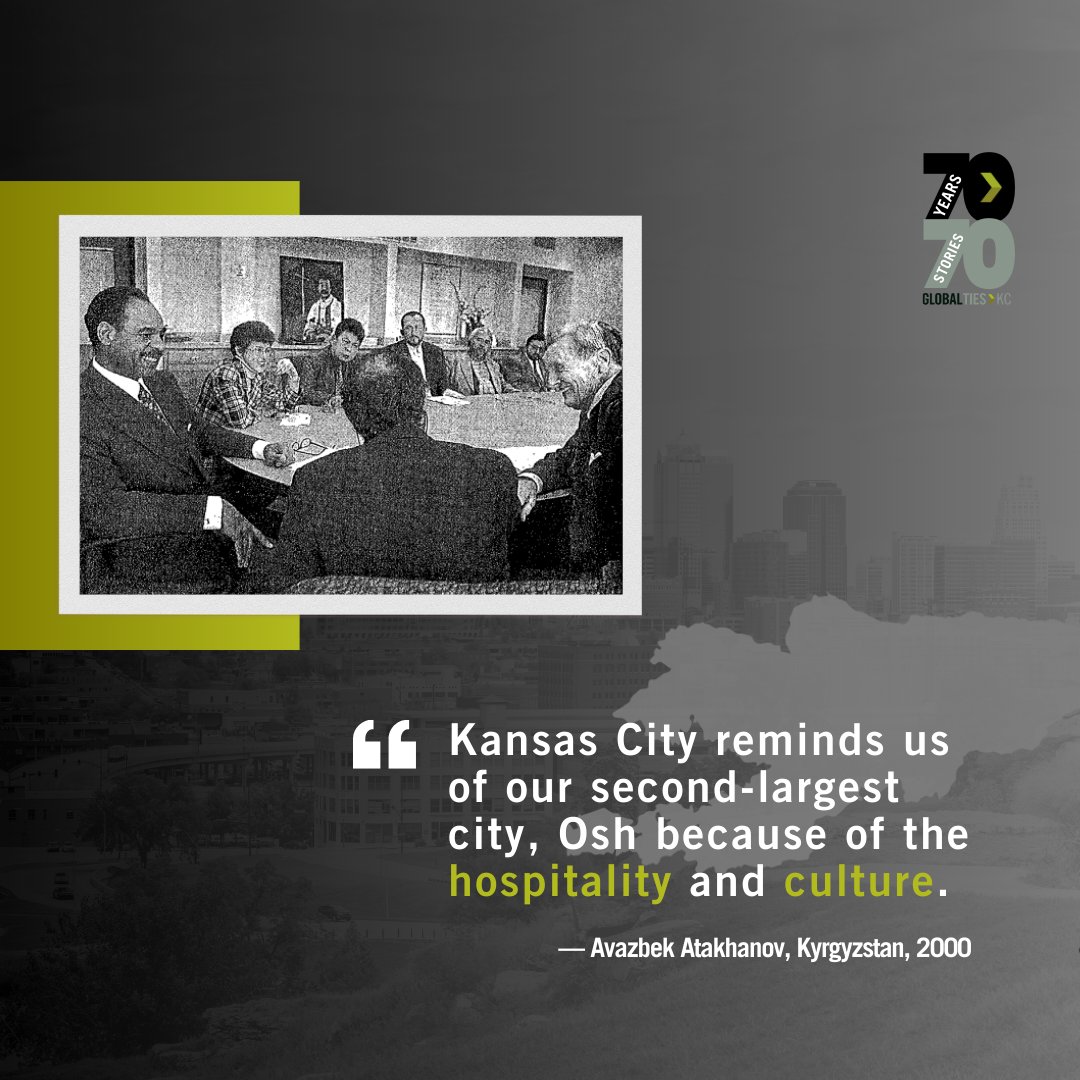 globaltieskc's tweet photo. 1/3 #70Years70Stories In 2000, Kyrgyz delegate Avazbek Atakhanov explored religious diversity and tolerance in Kansas City on a @StateIVLP  program. Religious oppression's legacy in Kyrgyzstan was a focal point.

https://t.co/ZFfAtRmoPm https://t.co/ljJK7ctMzO