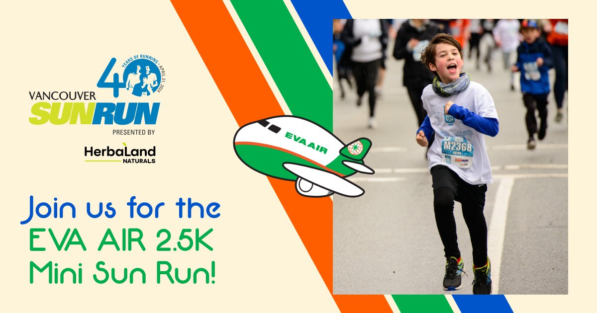 If you prefer a shorter course or if you’d like to get the whole family out together, then the @EVAAirUS 2.5K Mini Sun Run is the perfect choice! Join us at the 40th #VanSunRun now—register here: event.vansunrun.com/165340/register