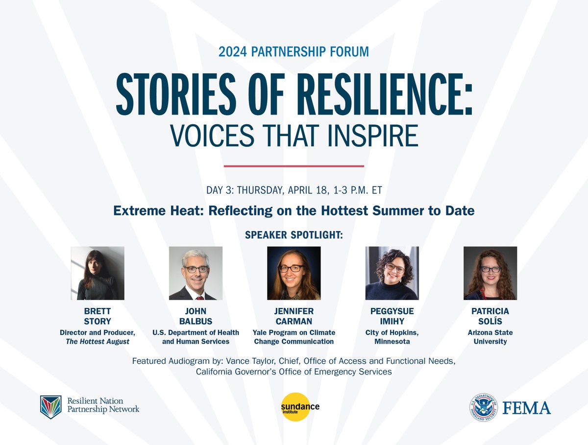 Join KER Executive Director Patricia Solís this Thursday, April 18 for Day 3 of the RNPN’s 2024 Partnership Forum for a panel discussion - “Extreme Heat: Reflecting on the Hottest Summer to Date” Register at fema.gov/rnpn