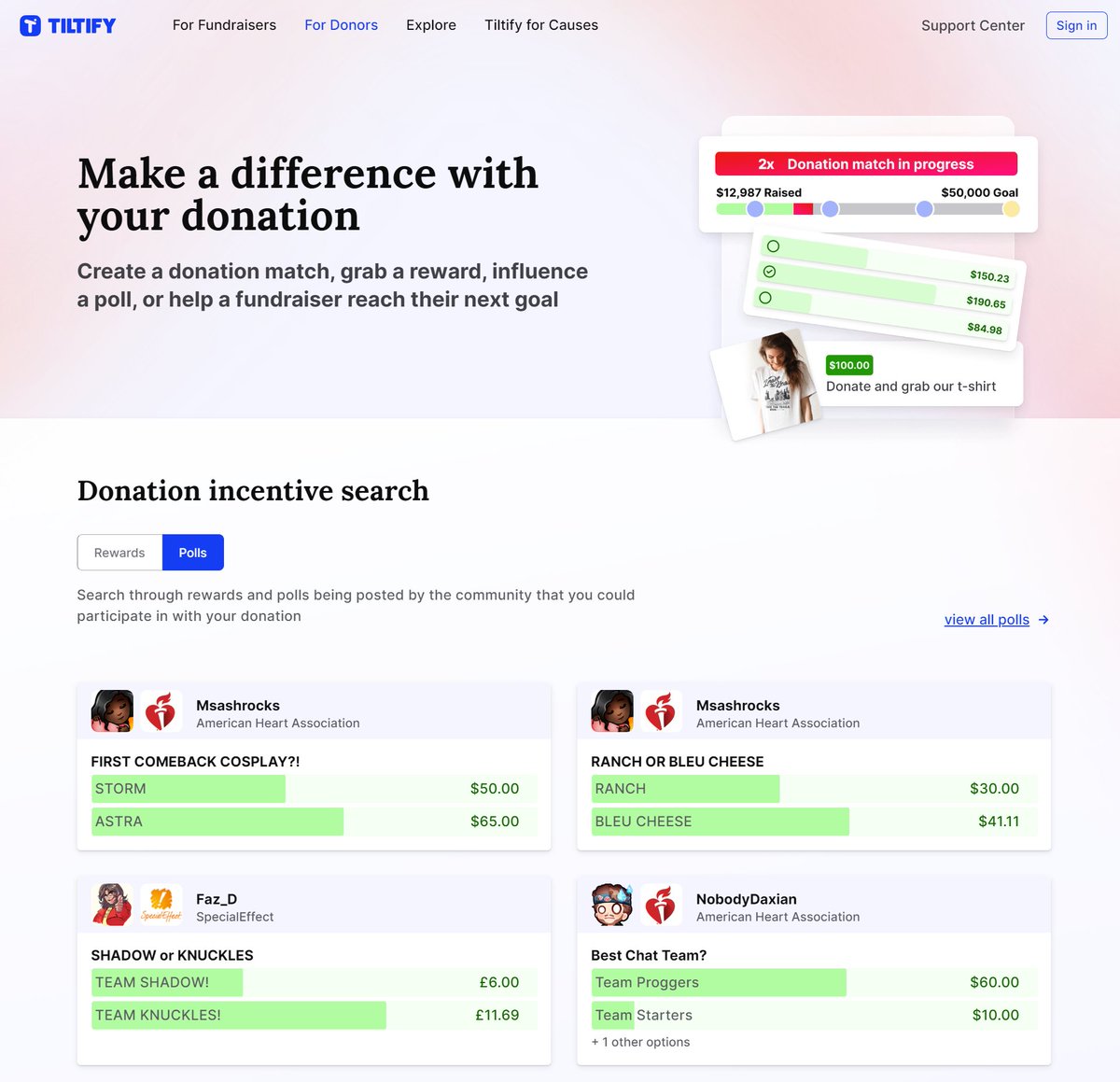 Make your opinion known with your donations! Did you know that as a donor, you can access active polls right on our website? Check it out here: 💙tiltify.com/donors