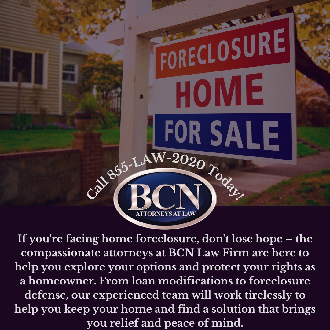Facing foreclosure in Florida
You're not alone
 #Florida had the 3rd highest foreclosure rate in the U.S. in 2022
But don't lose hope
 The compassionate attorneys at BCN Law Firm are here to help you explore your options & protect ur rights as a homeowner
#tuesdayvibe  #home