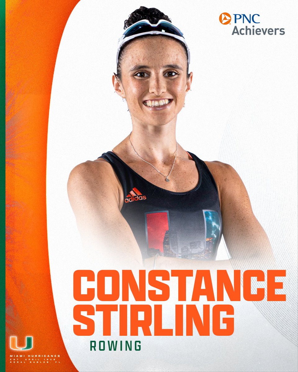 PNC Bank is recognizing top Hurricanes student-athletes each month that display leadership in the classroom, in the community, and in competition. Congrats to @CanesRowing standout Constance Stirling #PNCAchievers