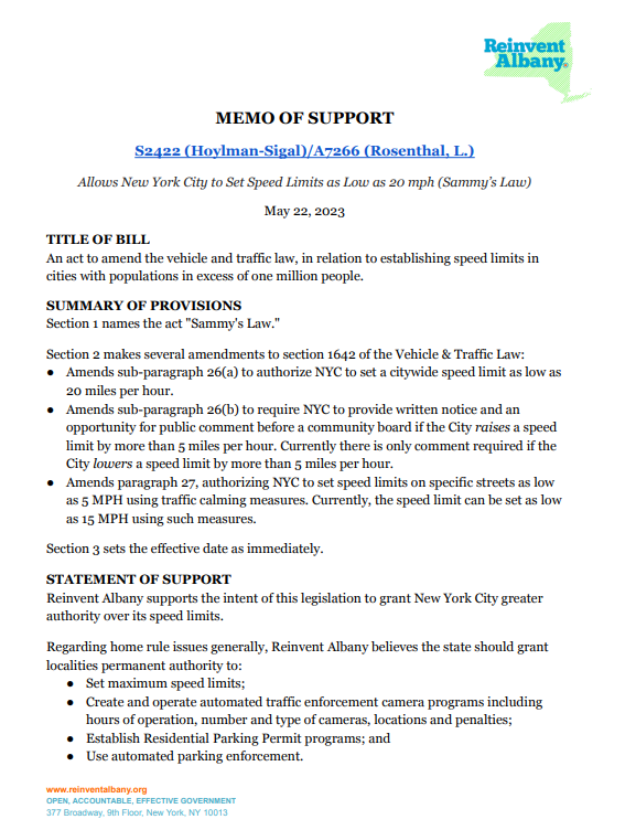 Our memo of support for Sammy's Law, sponsored by @bradhoylman and @LindaBRosenthal reinventalbany.org/wp-content/upl…