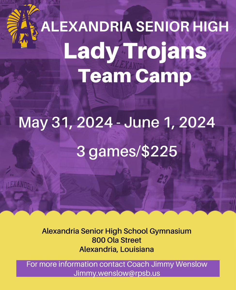 🚨 ASH Team Camp 📆 May 31 - June 1st 📍 Alexandria 💰 $275 🏀 3 Game Guarantee ☎️ Coach Jimmy - 318-229-3236 📧 jimmy.wenslow@rpsb.us