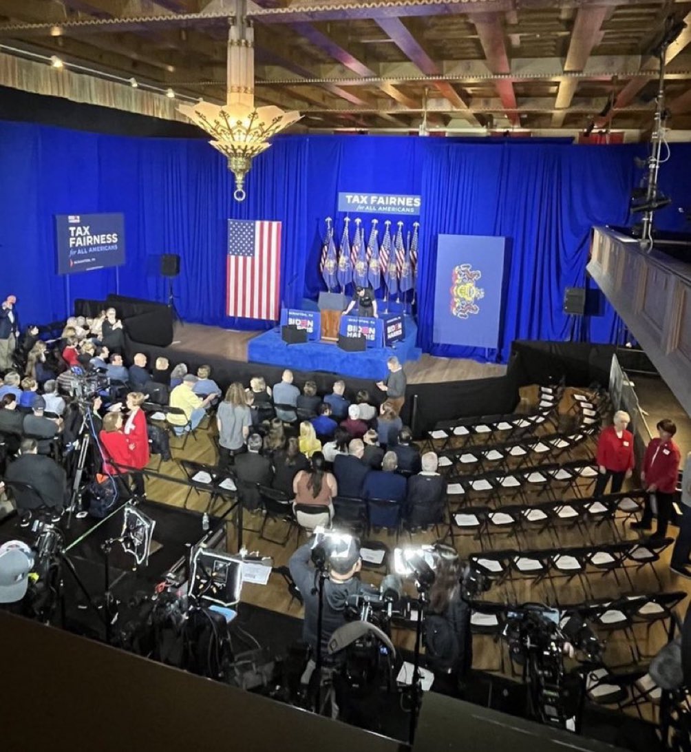 Crooked Joe can’t even get 100 people to show up to hear him mumble in his hometown of Scranton, PA. Working class Americans are fed up with Biden and the radical left! Trump 2024!