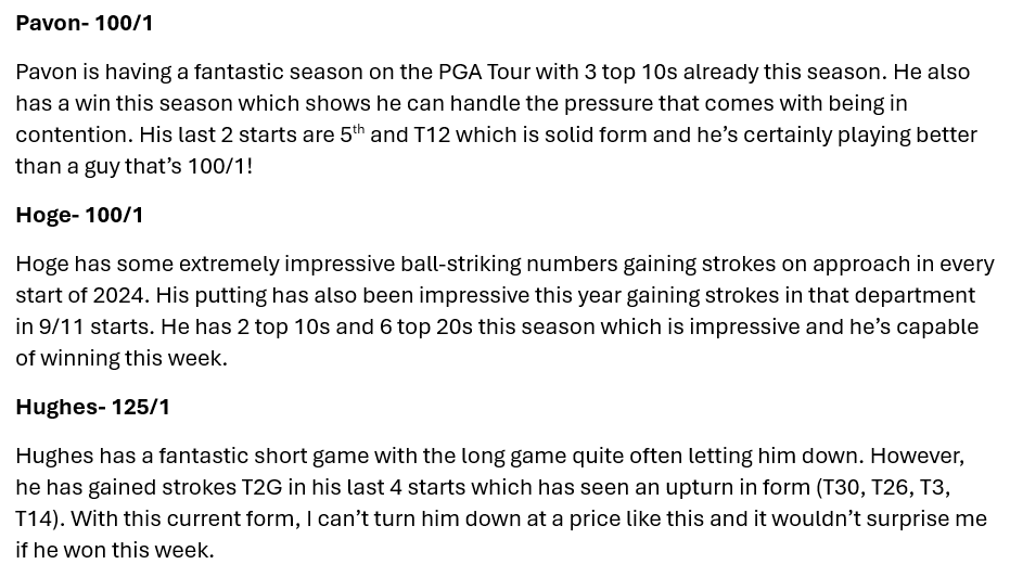 FGD_Sports's tweet photo. My bets this week for RBC Heritage on the PGA Tour. Taking on the top of the market this week as I'd be surprised if any of them apart from Scottie won. Good luck to anyone having a bet! #RBCHeritage #PGATour #BettingX #bettingsports #SportsBettingX https://t.co/AGc9ClFF2Z
