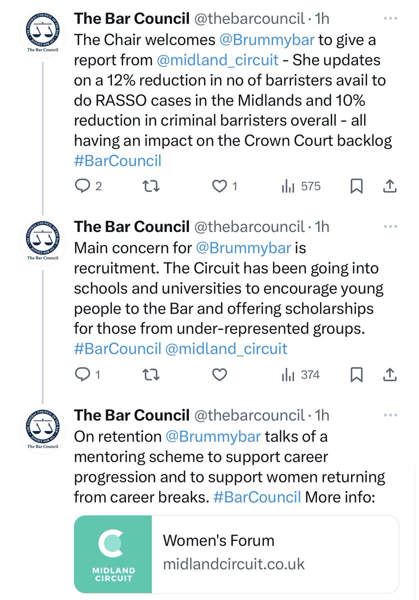 Result as @Brummybar states a 12% reduction of criminal barristers free to prosecute/defend @midland_circuit rape and sexual offence cases: 2023 61 ready to start Midlands sexual offence trials adjourned - no prosecution barrister free 2017+2019 NEVER happened 2018 Just ONCE