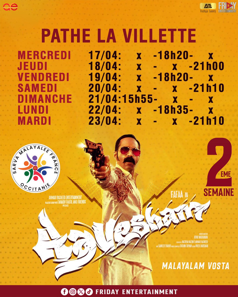 Deuxième semaine pour #AAVESHAM avec l’incroyablement talentueux #FahadhFazil.