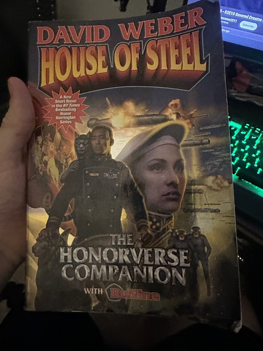 My well read, well loved copy of @DavidWeberBooks House of Steel, with some awesome work by @thomasthecat . Also has a great prequel short story focusing on King Roger III as a young RMN Lieutenant.