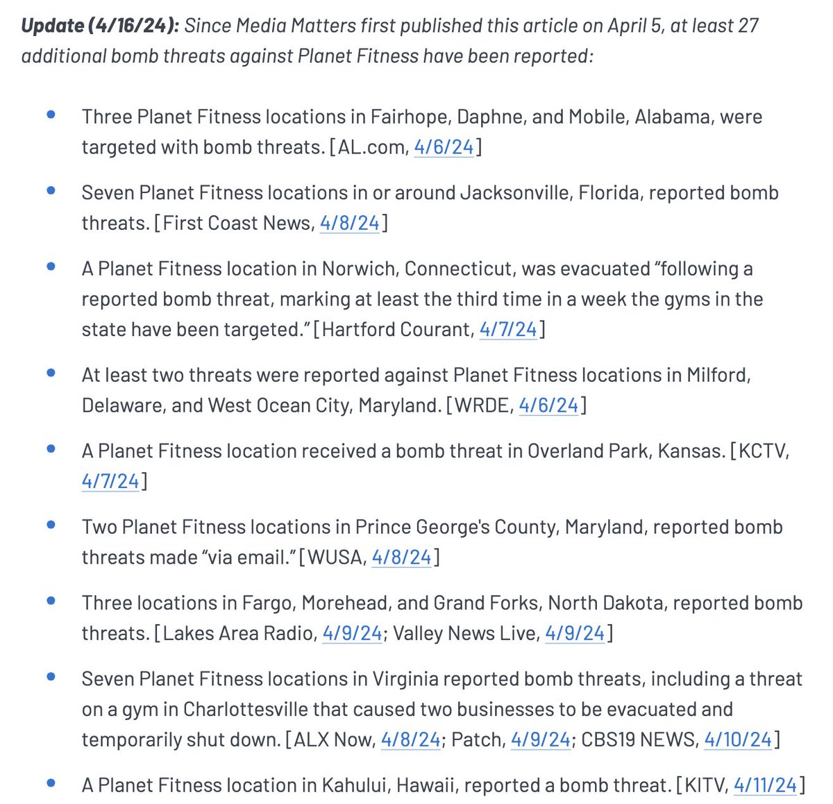 UPDATE: Libs of TikTok creator Chaya Raichik said on March 28 that 'it's about to get worse for Planet Fitness' and since then, at least 44 locations of the fitness chain have reported bomb threats.