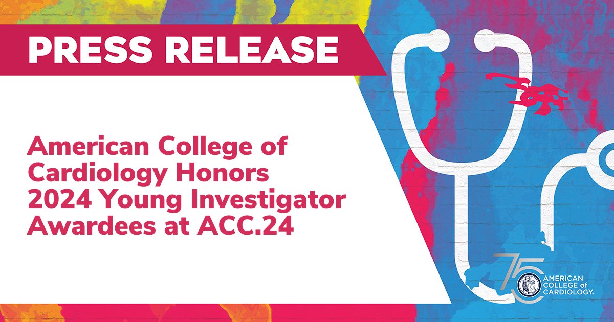 🏆 Congratulations to the 2024 winners of ACC’s Young Investigator Awards! The #ACC24 competition features 3 categories: Basic and Translational Science, Clinical Investigations and Outcomes Research. Get the details: bit.ly/3w4Q9C1 @LloydDHarvey @safchat @JianhangZhou