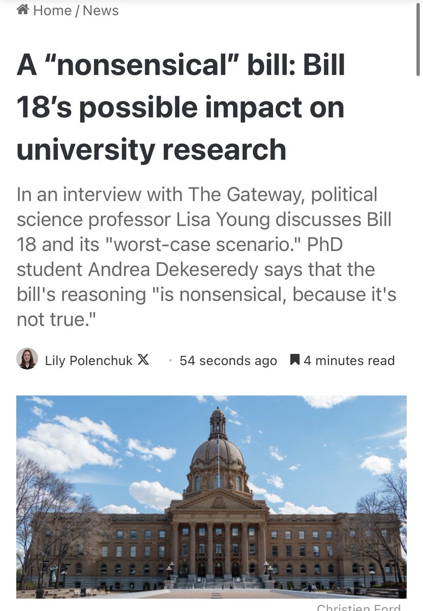 I spoke to @JLisaYoung, @RhiHoyleYEG, and @AndieYEG about Bill 18 for @The_Gateway Read here ⬇️ #ualberta #abpoli thegatewayonline.ca/2024/04/a-nons…