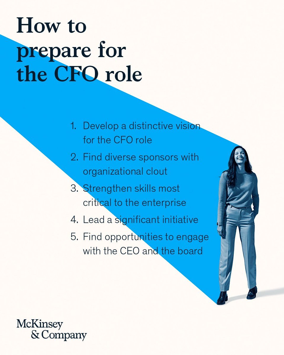 Want to be a CFO? You'll need to find the courage to take career risks. That's just one of the insights from our recent interviews with eight former CFOs. Learn how to prepare for the top finance job: mck.co/3W0yaHA #career #leadership #finance #CFO