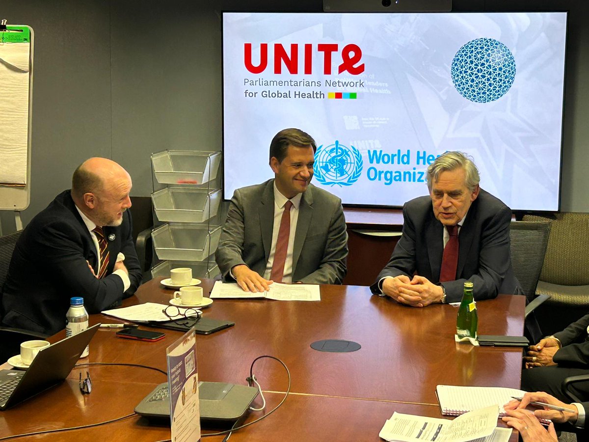 Happening now: Former Prime Minister of the United Kingdom and WHO Ambassador for Global Health Financing, Gordon Brown, speaks at a discussion on Parliamentarians and Health organized between @UNITE_MPNetwork, @WHO, and ParlNet!