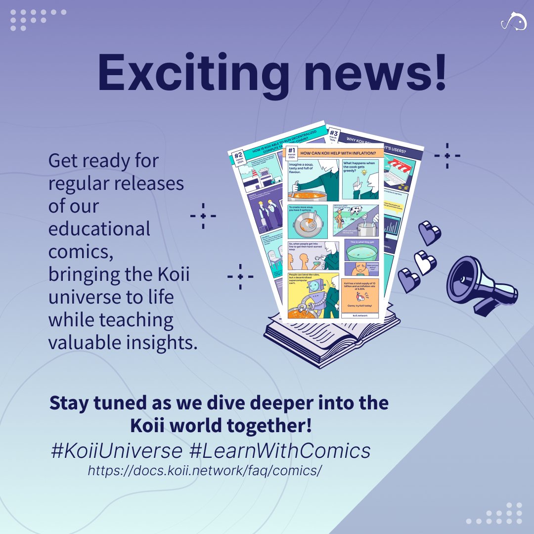 LeonardLevels's tweet photo. Exciting news for the #Koiimunity! 🎏
Get ready for regular releases of our educational comics, bringing the Koii universe to life while teaching valuable insights.
Stay tuned as we dive deeper into the world of Koii together!
#KoiiUniverse https://t.co/M6jgrmFN9E