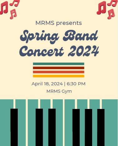 Come support our spring band concert on Thursday evening.

#WeWIN