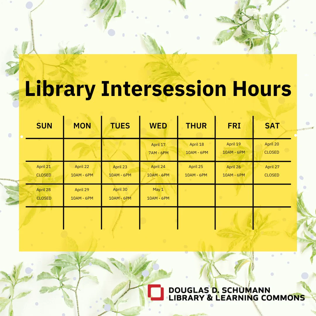Calendar of Library Intersession Hours