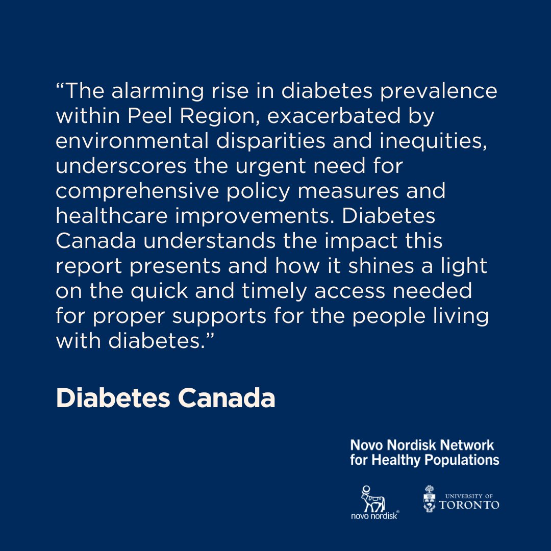 Thanks to our colleagues @DiabetesCanada for sharing their thoughts on our Current State of Type 2 Diabetes in the Region of Peel Report. Read the report now. healthypopulationsnetwork.utoronto.ca/current-state-…