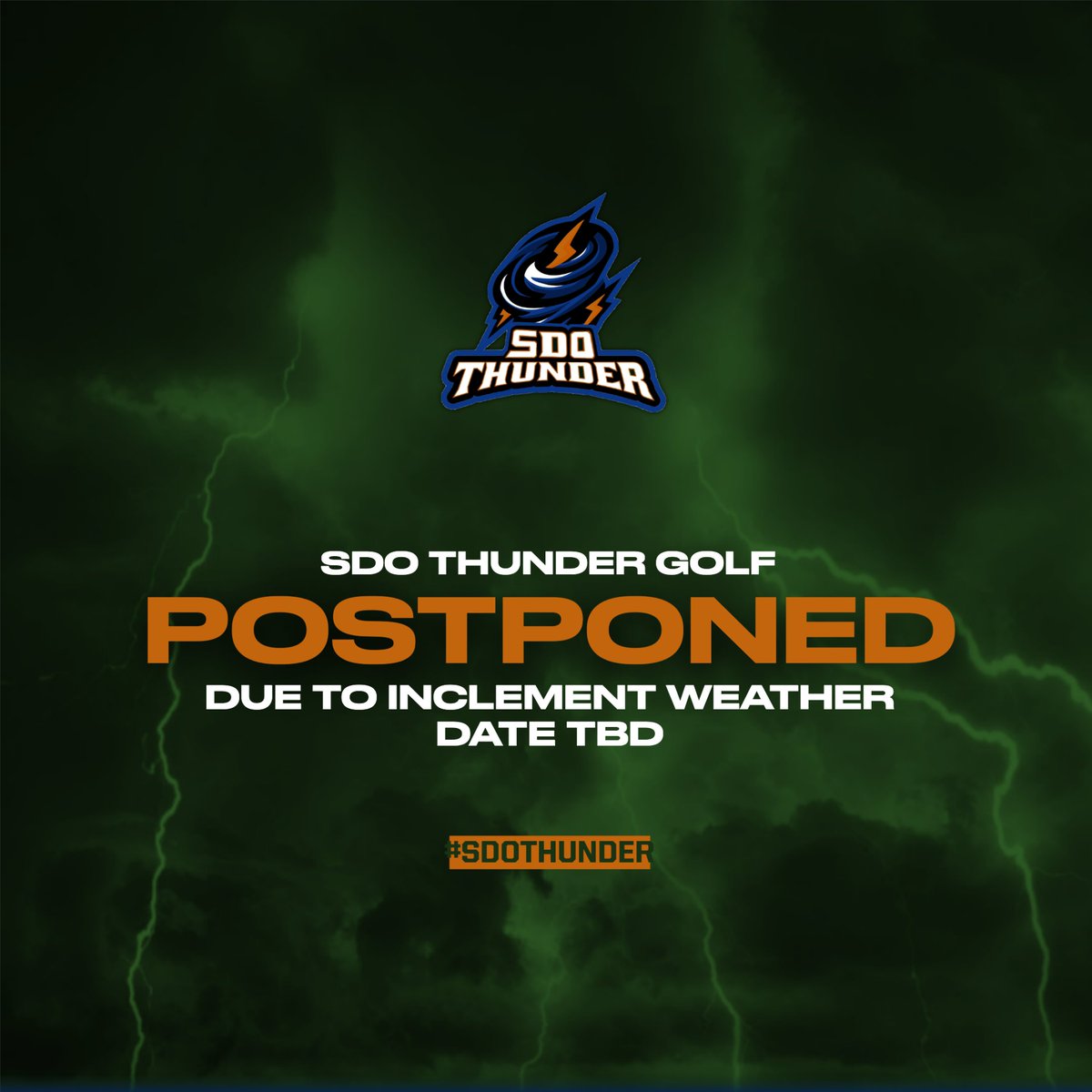 Today's golf dual at Milford has been postponed.  Date to be determined on when it will be rescheduled.  #griffinpride #sdothunder