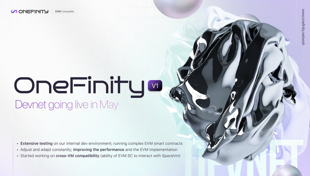 ♾️ A major milestone is now in sight. Our next generation, Sovereign Shard EVM-compatible is set to launch the very first version of the OneFinity Devnet in May 2024. 🛠️ OneFinity Dev Updates ♾️ Extensive testing on the internal dev enviornment; running complex #EVM