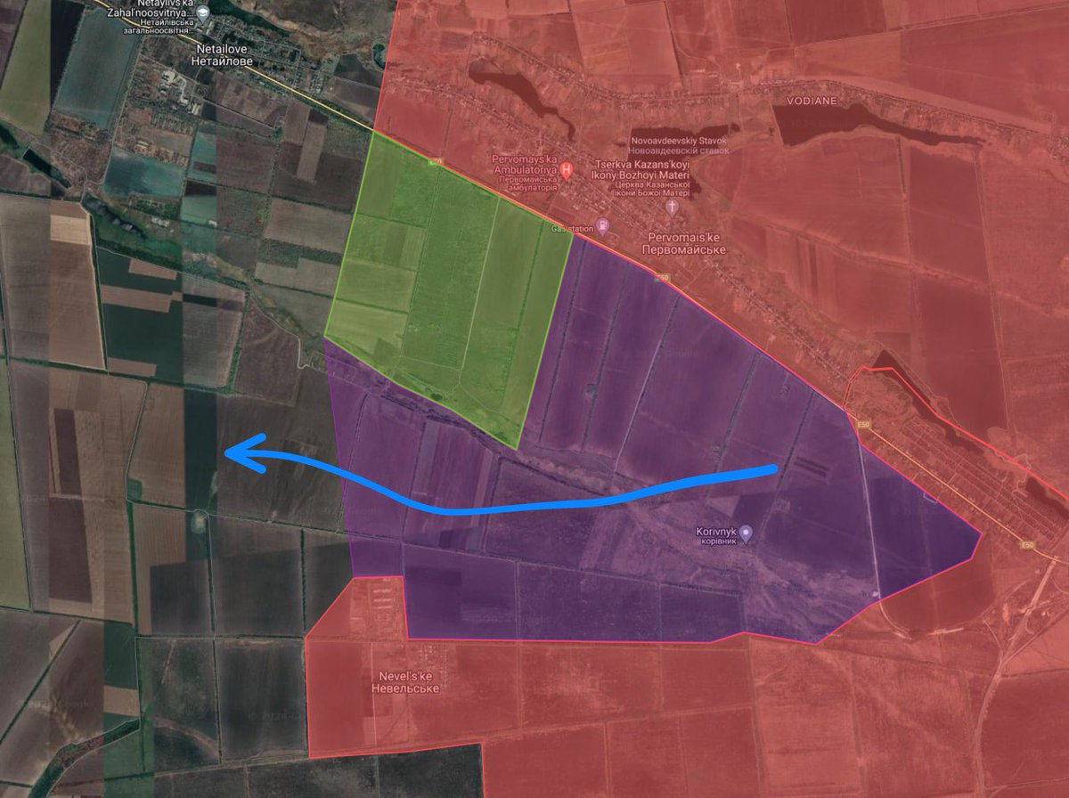 Russian forces have begun closing the salient between Nevelske and Pervomaiske. A Ukrainian withdrawal has likely already occurred.