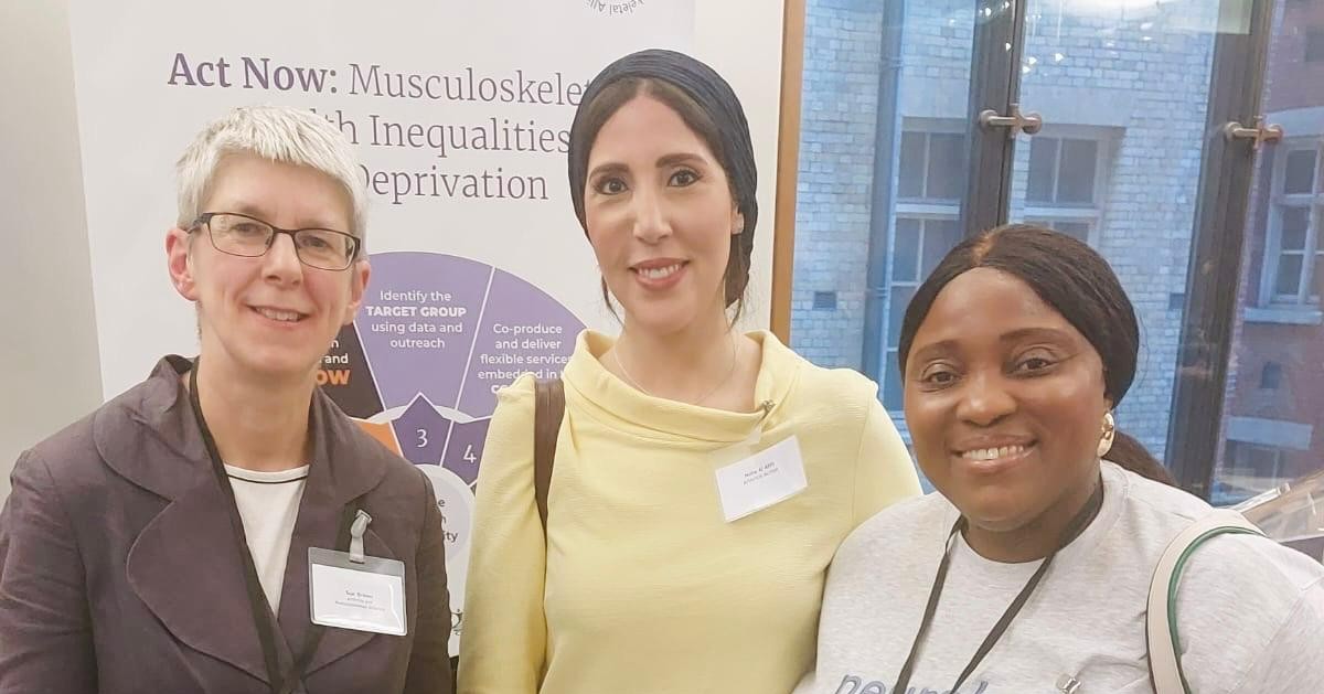 It is a great honour to attend the Parliamentary launch of ARMA's 'Act Now: Musculoskeletal Health Inequalities and Deprivation' report this evening! Our Interim CEO Noha Al Afifi @Nalafifi & our Trustee Elizabeth Takyi share our congratulations with @WeareARMA CEO Sue Brown.