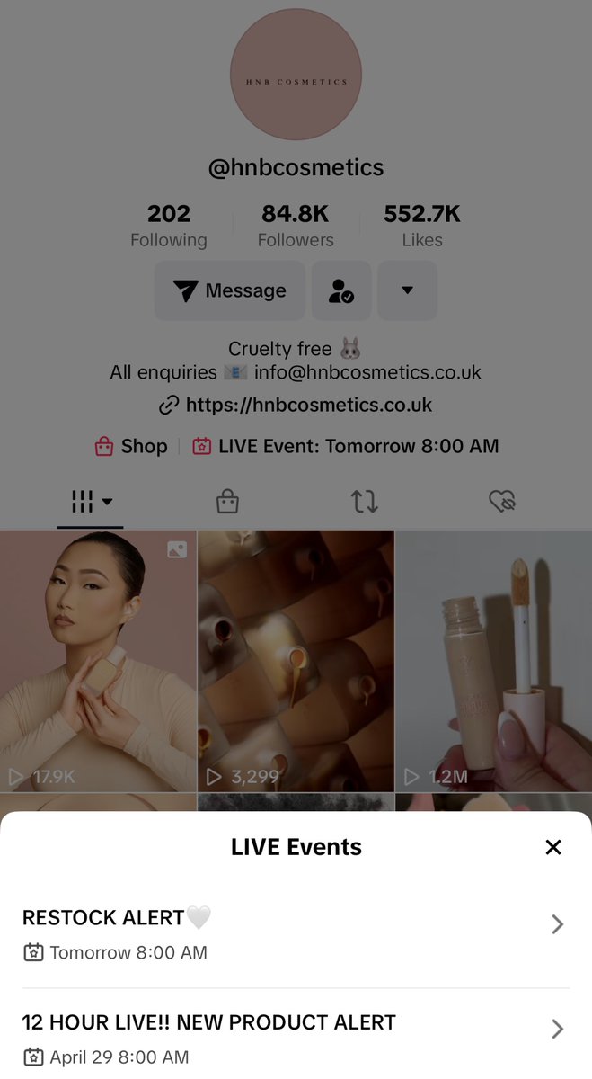 hnbcosmetics also have #TikTokLives #LiveEvents #ComingUp so #SignUp #Register it’s #Free #April29th #12HourLive #NewProductAlert that’s #Launching #Before on the #April25th #IThink #Silky #MatteFoundation #VeganFormula #CrueltyFree #Weightless #Foundations #fy