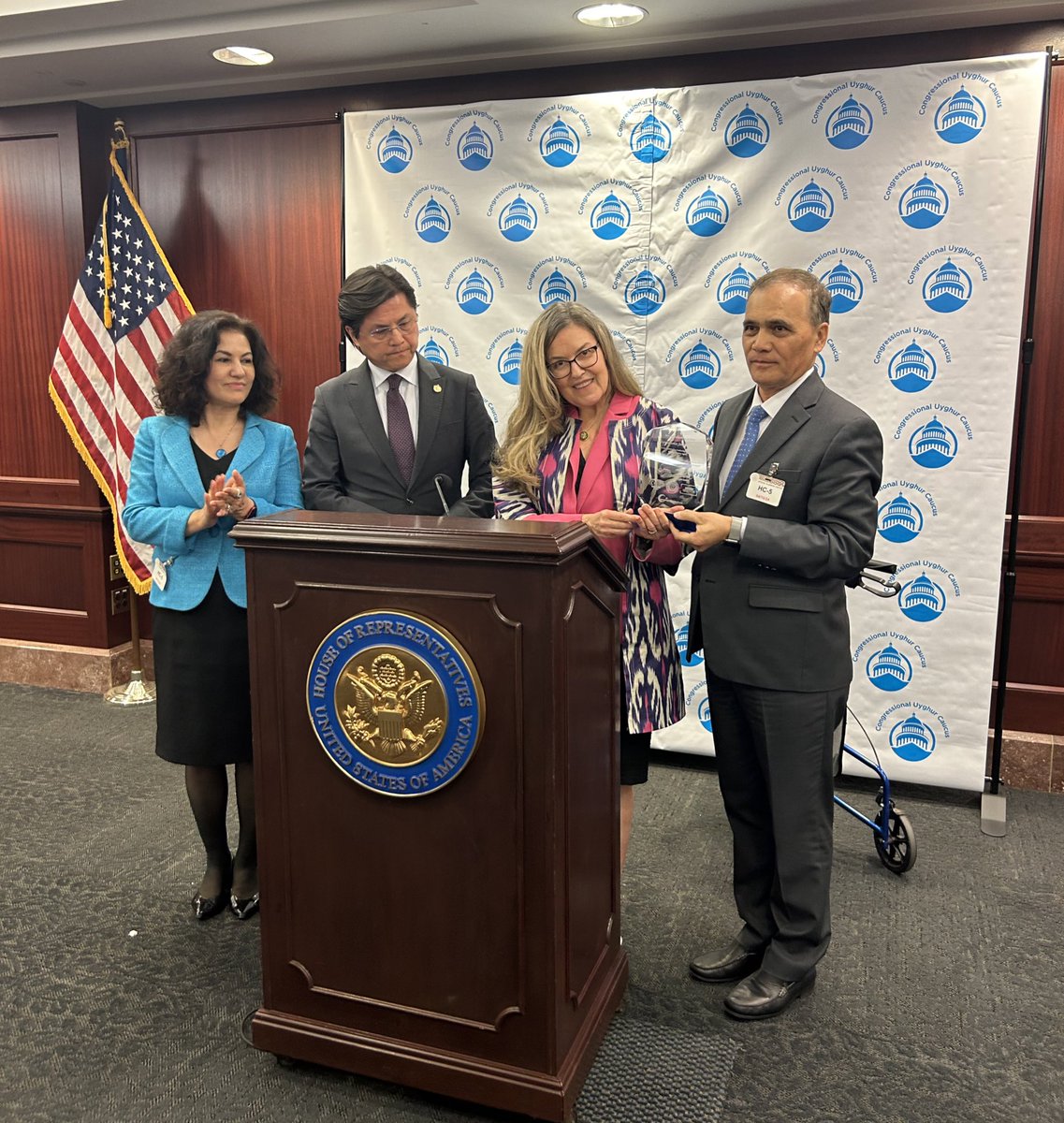 Fighting for Uyghur human rights has been a top priority for me in Congress. I was honored to be recognized during today's Uyghur Caucus reception for the ways I've worked to shine a light on this genocide and keep products from forced labor off of American store shelves.