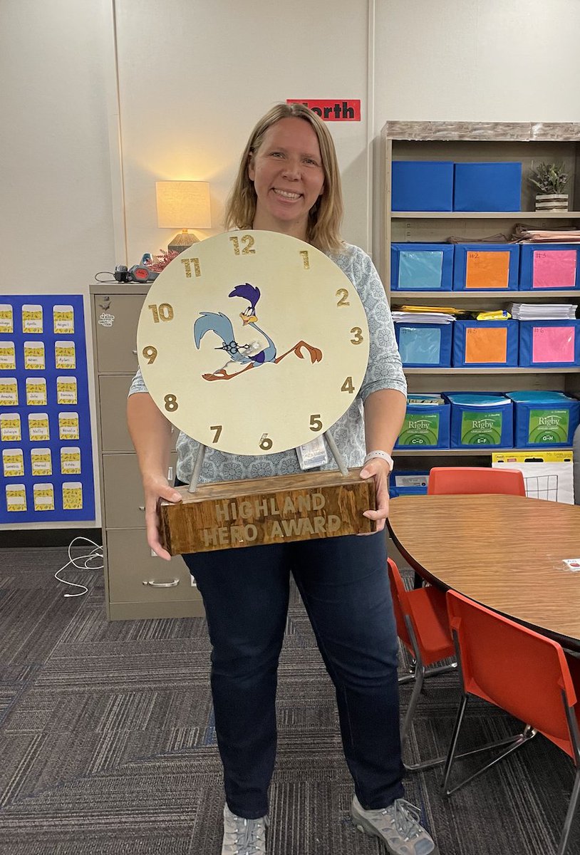 Congratulations to Mrs. Maher's 1st grade class earning the Highland Elementary School HERO trophy with a classroom student attendance percentage of 95.38% for the week of April 8! #strivefor95 #OPSProud #SchoolEveryday