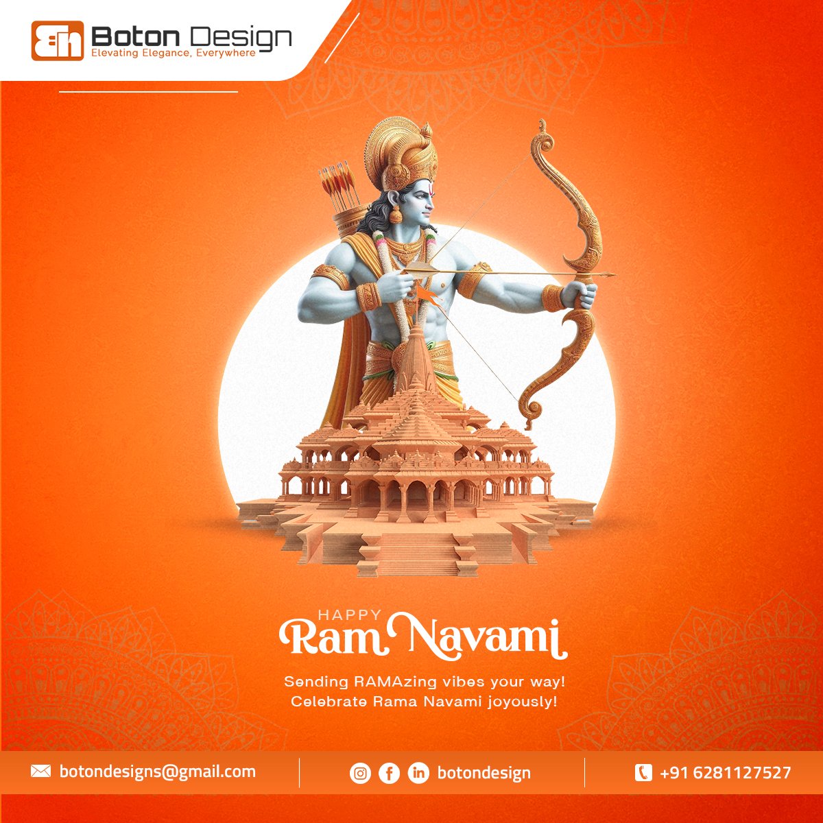 BotonDesign's tweet photo. "Sree Rama Navami blessings to all! 🙏 Celebrate the divine virtues of Lord Rama with our elegant digital page boton designs. #SreeRamaNavami #LordRama #DigitalDesign #ButtonDesign #DivineGrace #Virtues #Righteousness #Courage #Compassion #Spirituality https://t.co/i9zlGd62gp