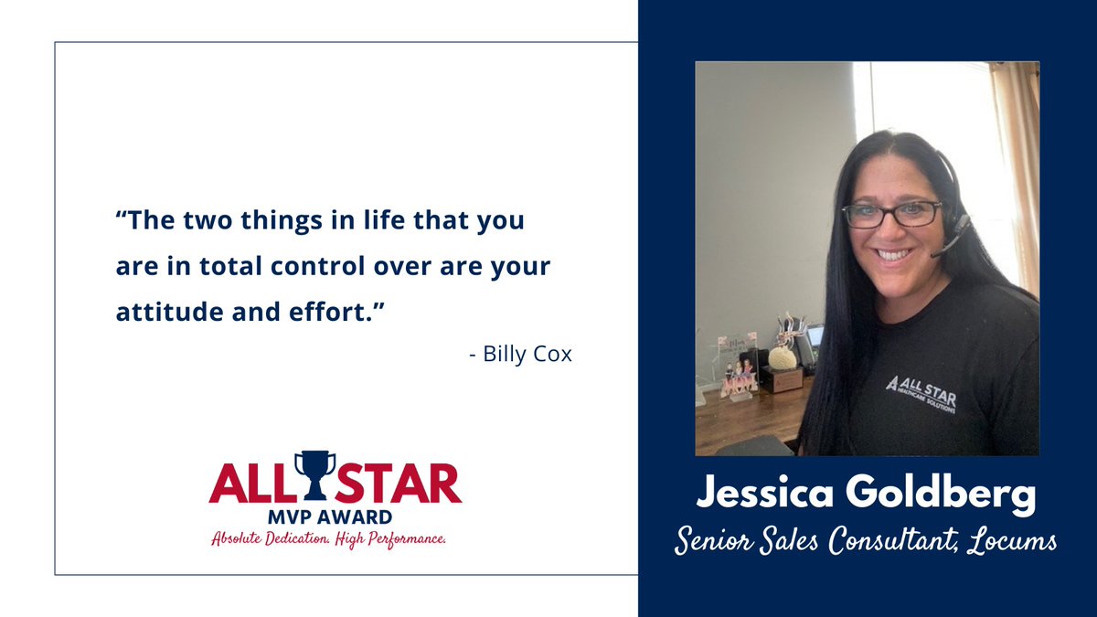 April MVP, Jessica Goldberg, Senior Sales Consultants for Locums, wants to get you motivated with a memorable quote! #MVP #Teamwork