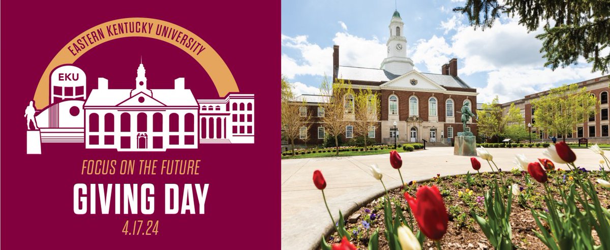 Tomorrow marks #EKU’s 5th annual Giving Day. This 1-day challenge gives our community the opportunity to support EKU as we “Focus on the Future.” All you need to know can be found in the preview article below. We’ll see you tomorrow as we #GiveBigE! 🔗: stories.eku.edu/events/eku-hos…