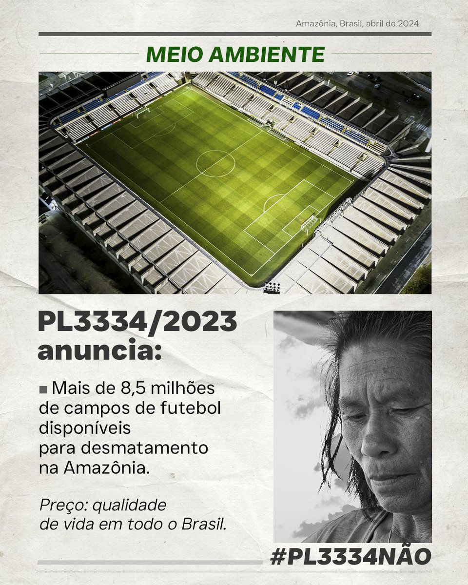 @camaradeputados @SenadoFederal 📢ALERTA NA AMAZÔNIA! 8,5 milhões de hectares, duas vezes o estado de Rio de Janeiro, estão sob risco de desmatamento. Se o PL 3334/2023 passar hoje no @SenadoFederal, o desmatamento na floresta amazônica aumenta. Quem perde é o Brasil! #SalveoCódigoFlorestal #PL3334Não