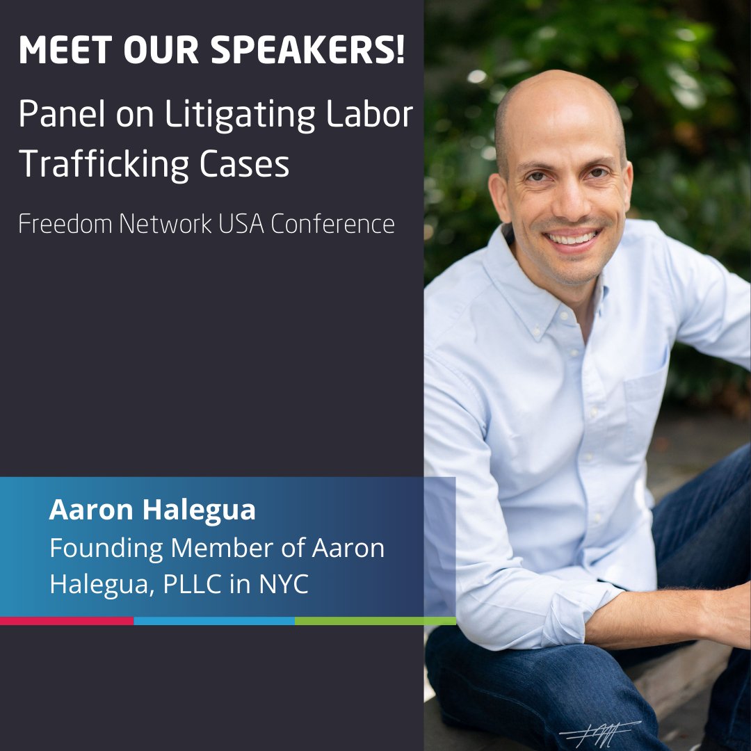 HTLegalCenter's tweet photo. Speaker Spotlight: @AHalegua is the founding member of Aaron Halegua PLLC and has represented hundreds of immigrant workers in cases involving #forcedlabor, #humantrafficking, wage &amp; hour violations, discrimination, and more. Learn more about Aaron on Instagram! https://t.co/DgMQpXFp40