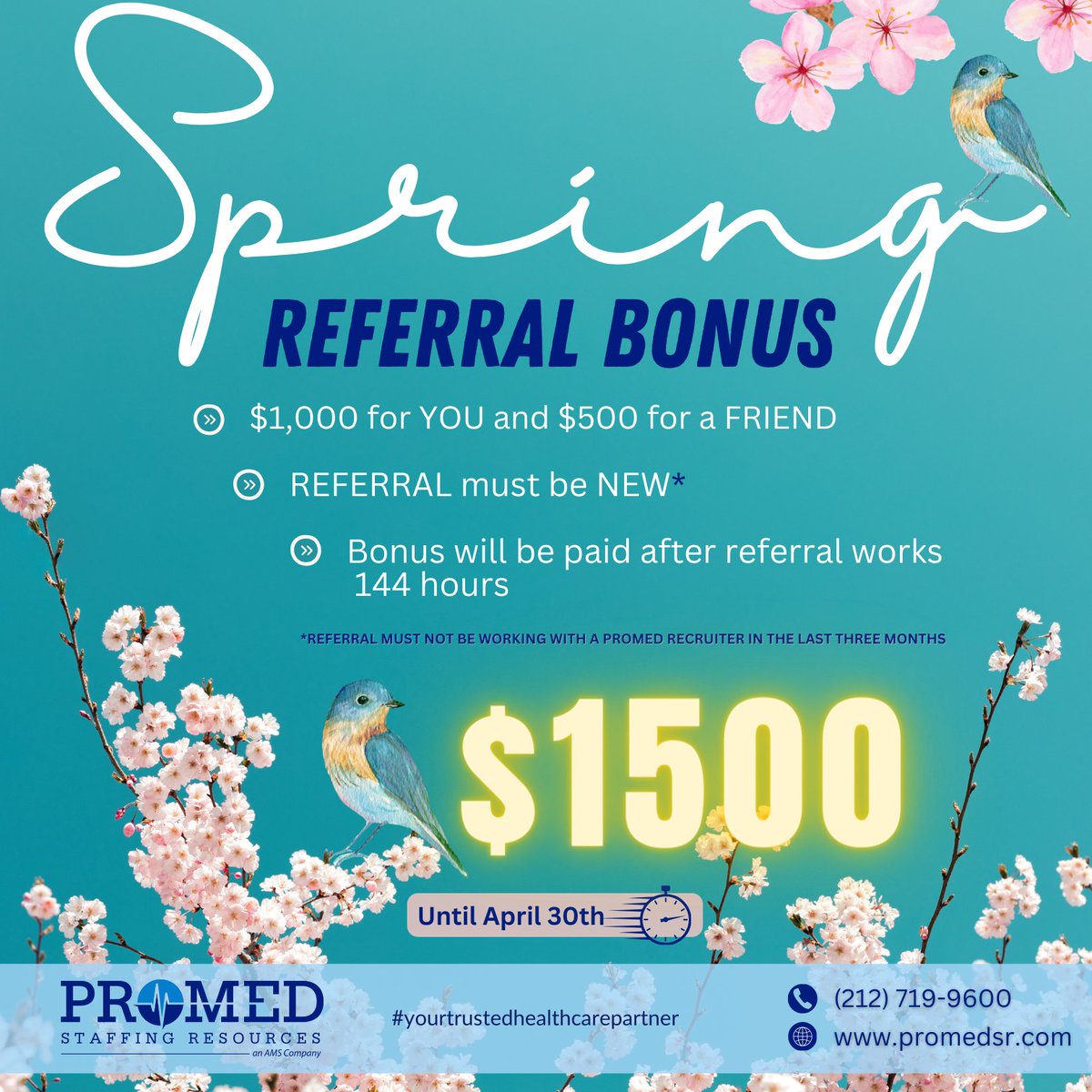 At ProMed Staffing Resources, there’s no cap on referrals. Bring them all and watch your referral bonus multiply!

#referralbonus #referafriend #referanurse #makeitrain #friendgoals #earntogether #bonus #nurselife #nurses #nursesofinstagram #nursesoffacebook #tarvelrn #promedsr