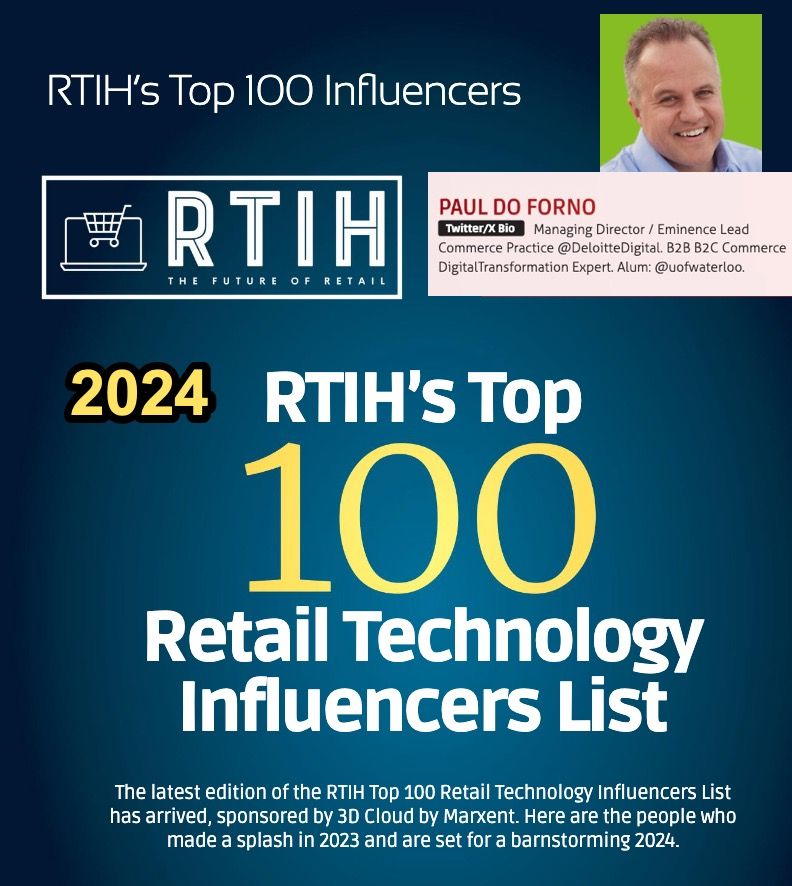 Thank you Retail Technology Innovation Hub aka @RTIH_RetailTech for including me in the 2024 Top 100 Retail Technology Influencers List again ! Congratulations to the other in the list like @harleyf @retailgeek @StevenPDennis @trevorsumner full list: buff.ly/3U49hIe