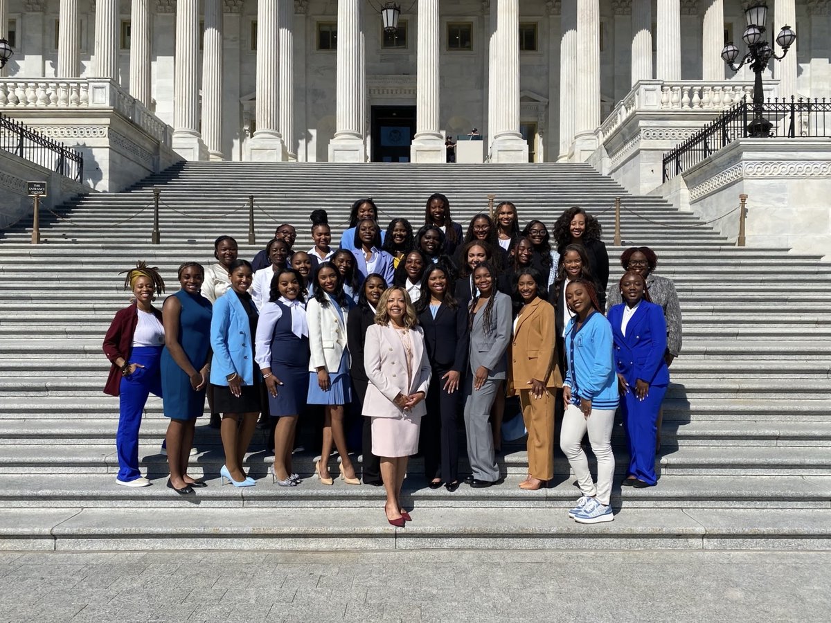 RepLucyMcBath's tweet photo. It was a delight to meet with @SpelmanCollege students at the Capitol today!

As a proud HBCU graduate myself, I'm cheering them on as they embrace new opportunities to make change. https://t.co/mkj4qy34B3