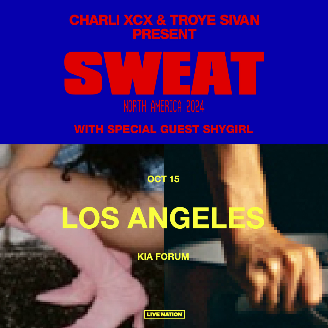 CHARLI XCX & TROYE SIVAN PRESENT: SWEAT. With special guest Shygirl. Sign up now for presale access thru 4/25 at sweat-tour.com