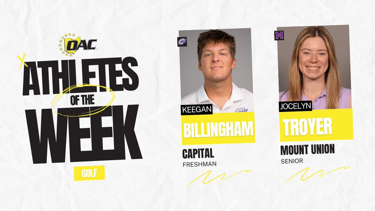 OHAthleticConf's tweet photo. Athletes of the Week | Golf
Keegan Billingham, @cap_athletics
Jocelyn Troyer, @purpleraiders
#OAC #OACGolf⛳️ https://t.co/EvsUMOtgl8