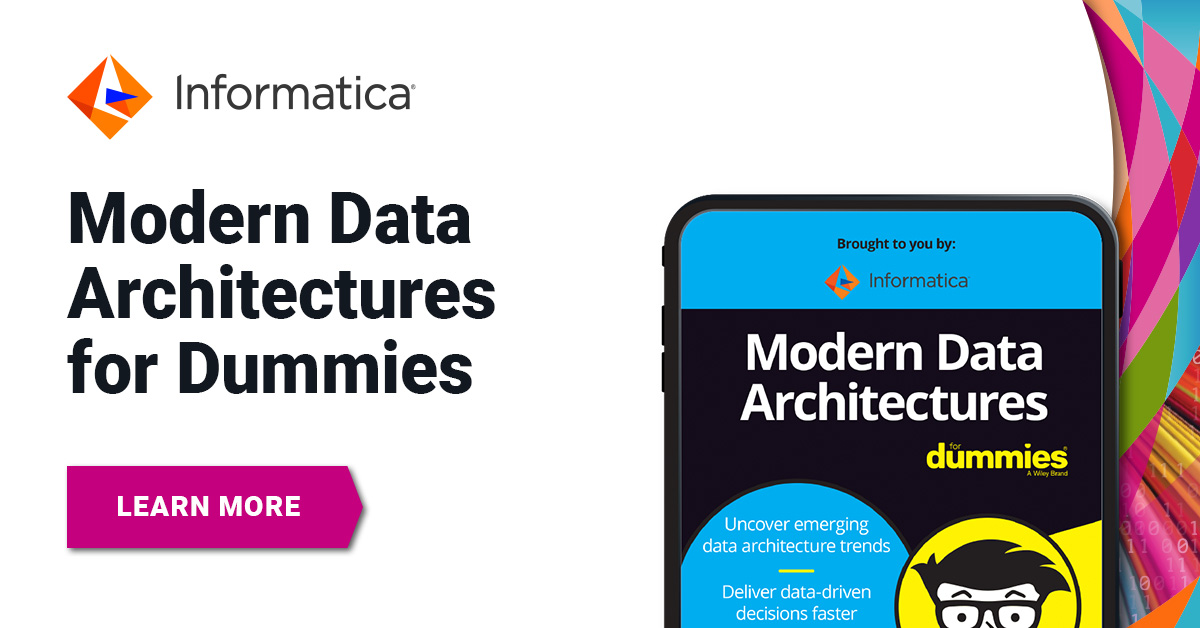 Informatica's tweet image. 📘 It’s not easy being an architect in today&apos;s fast-paced world. Take the fast track to architectural success with the “Modern Data Architectures for Dummies” guide.
infa.media/3xB5CKC 

#DataArchitectures
