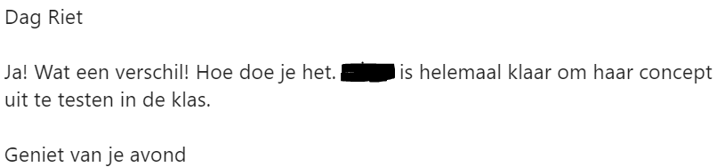 Heerlijk, dit berichtje! Ondersteunen bij de bachelorproef in de lerarenopleiding @odiseehogesch, met #impact! 🎯
Deze woorden van waardering doen deugd. ♥️