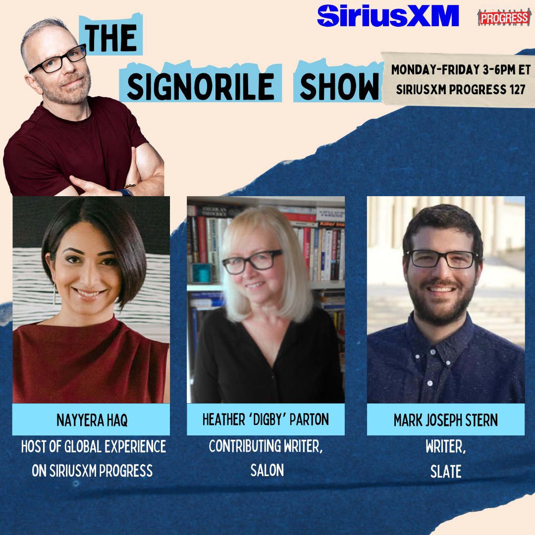 ‼️ On today's @MSignorile Show ‼️ @nayyeroar of @SiriusXMProg @digby56 of @Salon @mjs_DC of @slate 🔊Listen Here: siriusxm.us/Signorile Give us your calls at: 866-997-4748